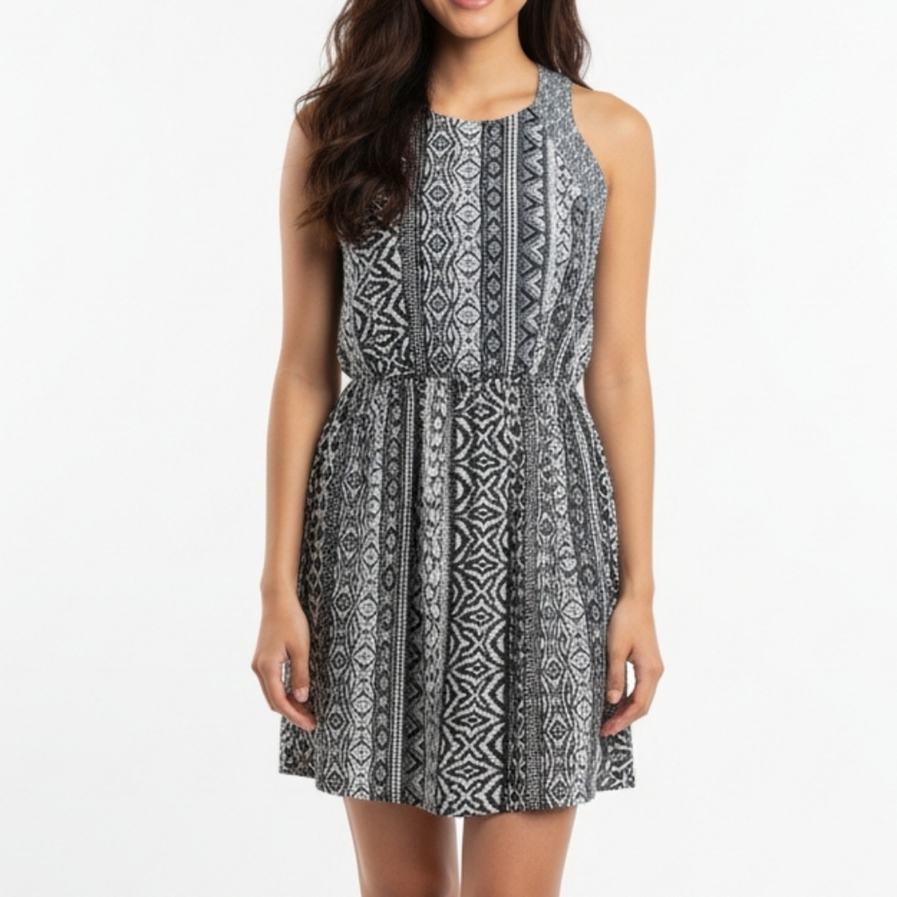 American Eagle Aztec Geometric Print Mini Dress - Black & White